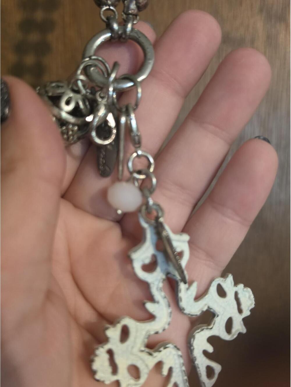 Boho Silver Cross Pendant Necklace - Picture 3 of 5